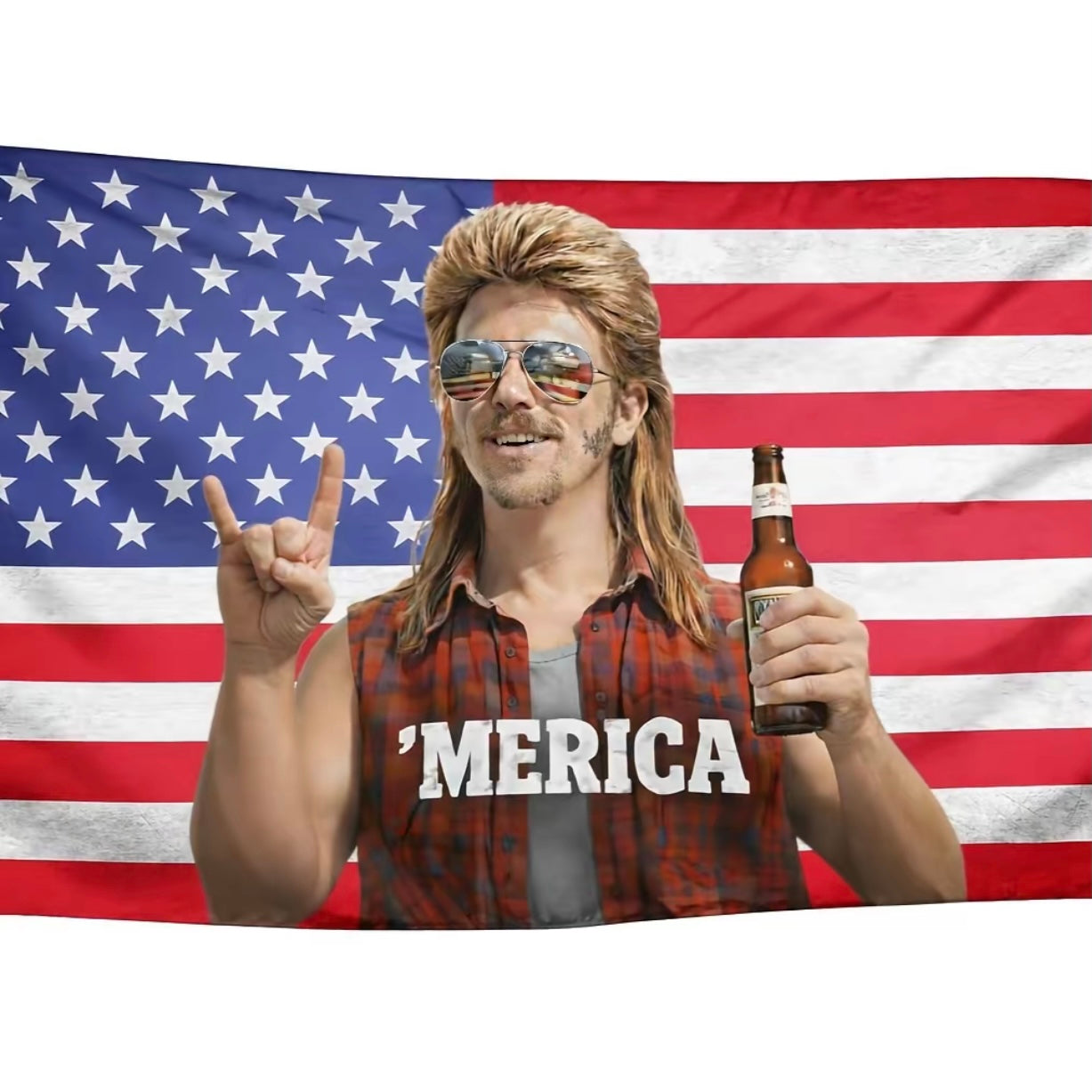 'MERICA Mullet Man American USA Flag 3x5 Ft Flags