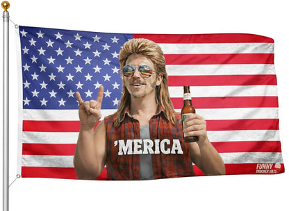 'MERICA Mullet Man American USA Flag 3x5 Ft Flags
