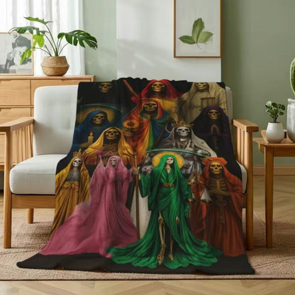 Santa Muerte Pattern Flannel Blanket