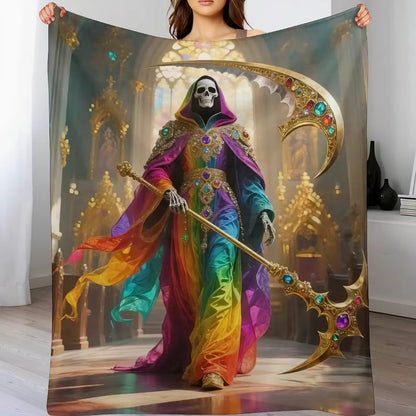 Santa Muerte Pattern Flannel Blanket