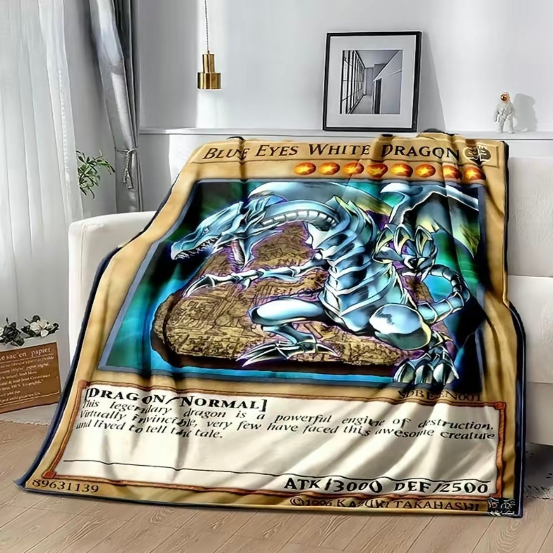 Yu-Gi-Oh! Blue Eyes White Dragon Pattern Flannel Blanket