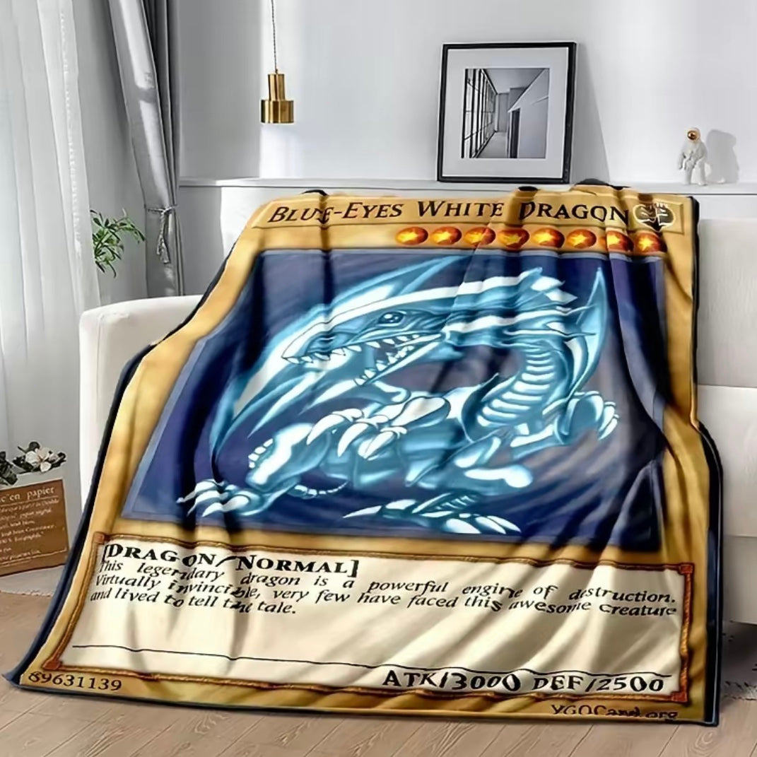Yu-Gi-Oh! Blue Eyes White Dragon Pattern Flannel Blanket