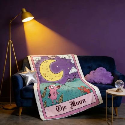 Courage The Cowardly Dog The Moon Tarot Card Pattern Flannel Blanket