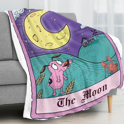 Courage The Cowardly Dog The Moon Tarot Card Pattern Flannel Blanket