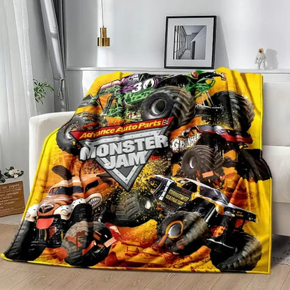 M-Monster Jam Pattern Flannel Blanket