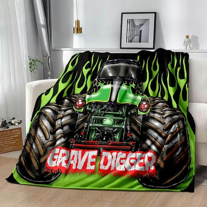 M-Monster Jam Pattern Flannel Blanket