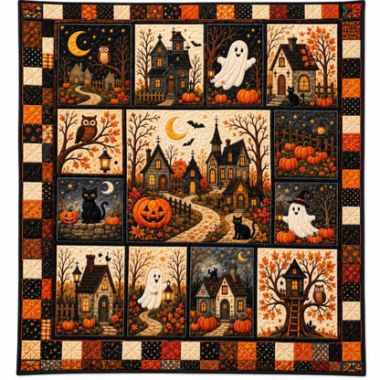 Halloween Ghost Owl Pumpkin Flannel Blanket