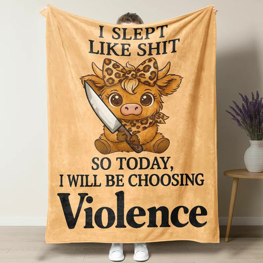 Cute Highland Cow Meme Flannel Blanket