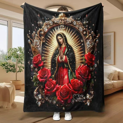 Virgin Mary Pattern Flannel Blanket