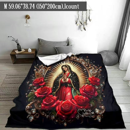 Virgin Mary Pattern Flannel Blanket