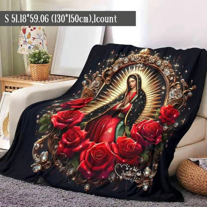 Virgin Mary Pattern Flannel Blanket
