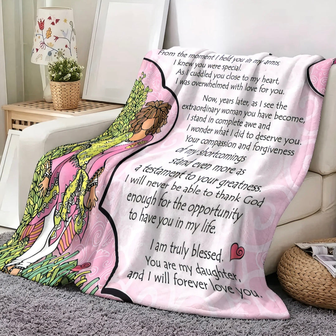 I'm Thankful You're My Daughter Pink Flannel Blanket