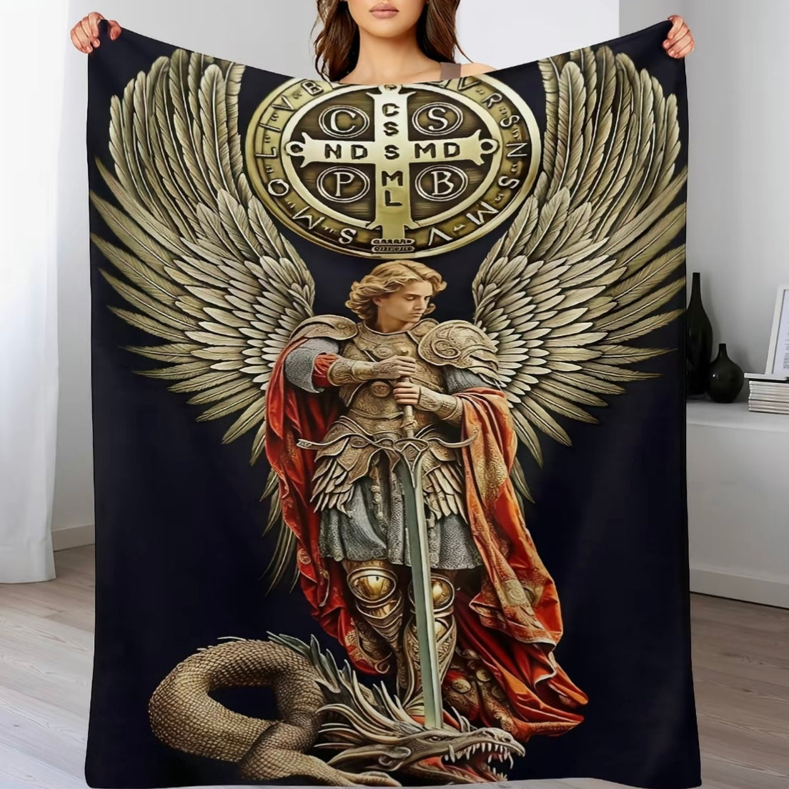 Saint Michael The Archangel Flannel Blanket