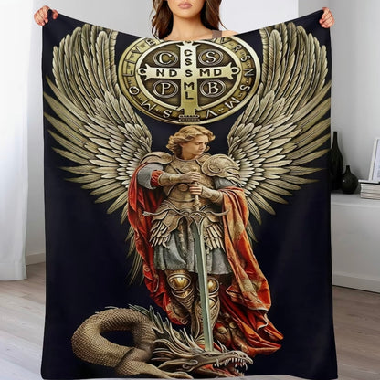 Saint Michael The Archangel Flannel Blanket