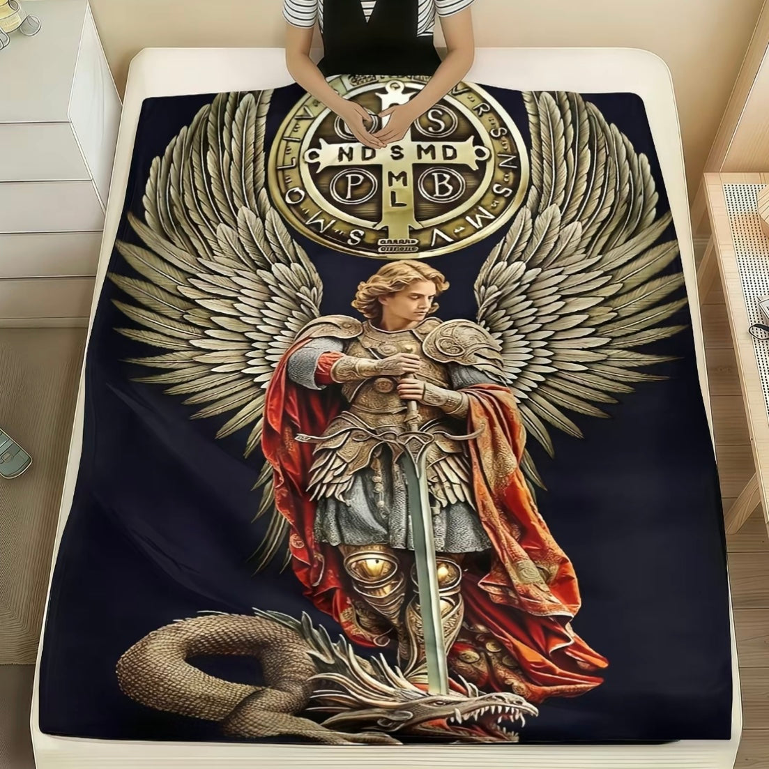 Saint Michael The Archangel Flannel Blanket