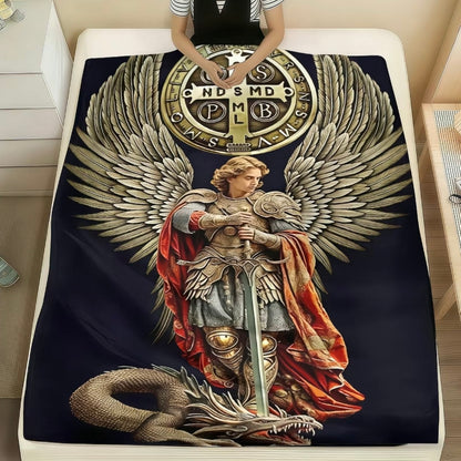 Saint Michael The Archangel Flannel Blanket