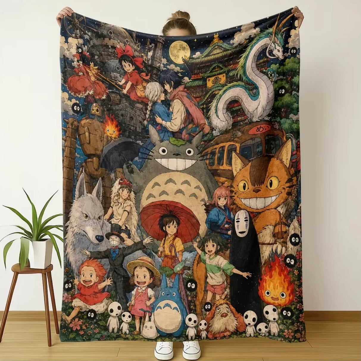 Studio Ghibli Anime Pattern Flannel Blanket