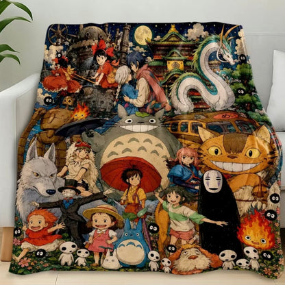 Studio Ghibli Anime Pattern Flannel Blanket