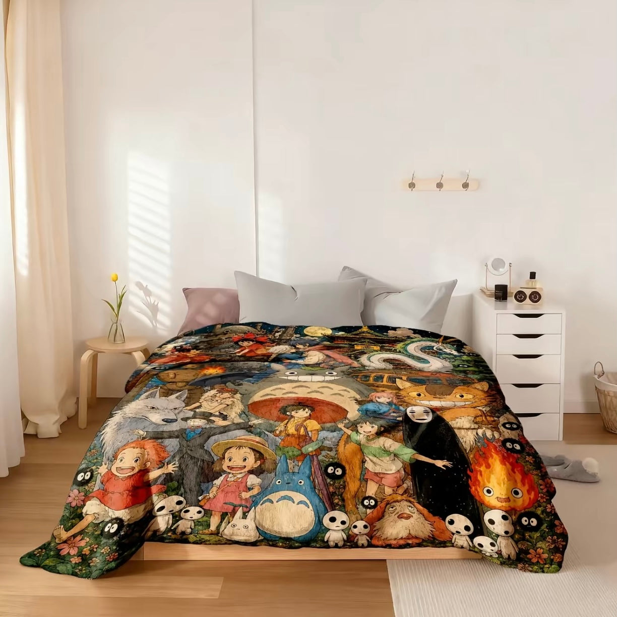 Studio Ghibli Anime Pattern Flannel Blanket
