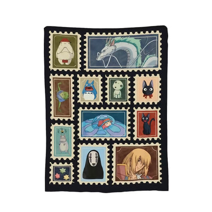 Studio Ghibli Anime Pattern Flannel Blanket