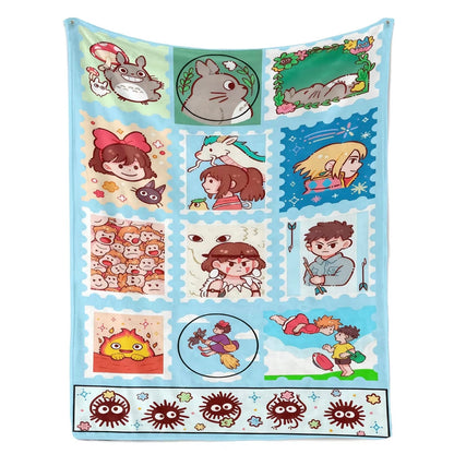 Studio Ghibli Anime Pattern Flannel Blanket