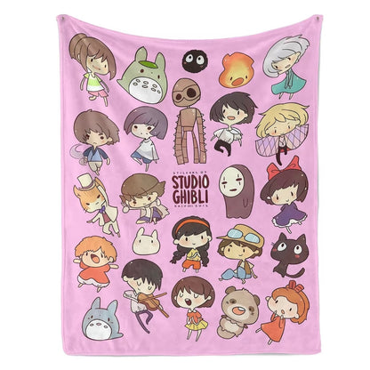 Studio Ghibli Anime Pattern Flannel Blanket