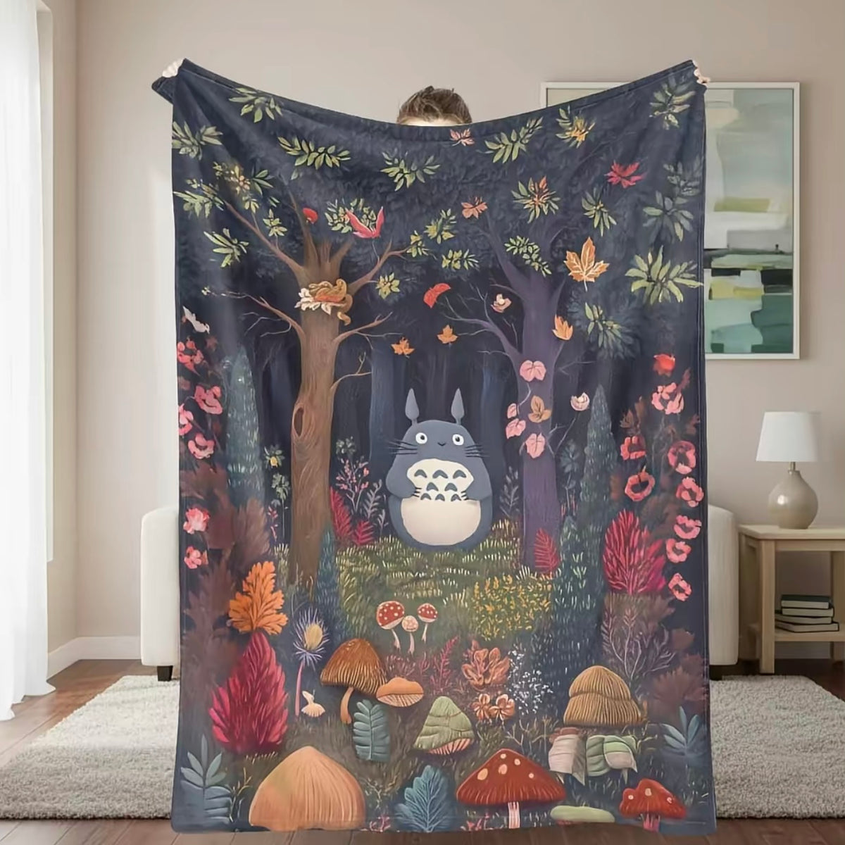 Studio Ghibli Anime Pattern Flannel Blanket