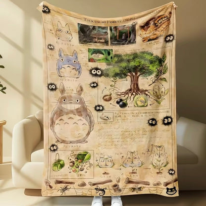 Studio Ghibli Anime Pattern Flannel Blanket