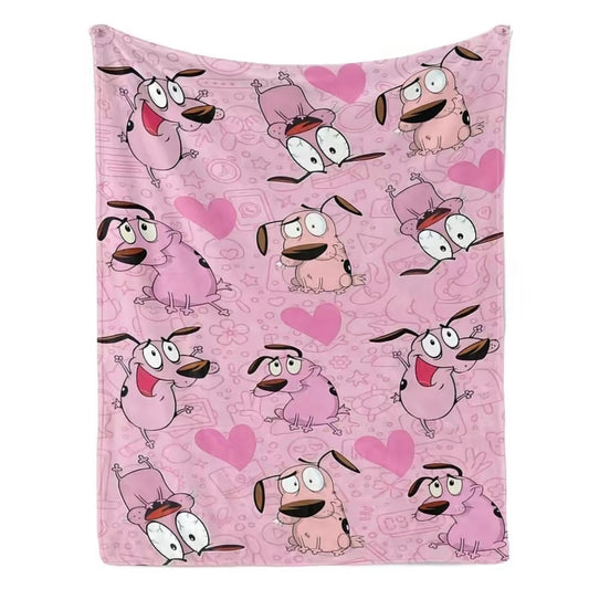 Cowardly Dog Courage Pink Pattern Flannel Blanket