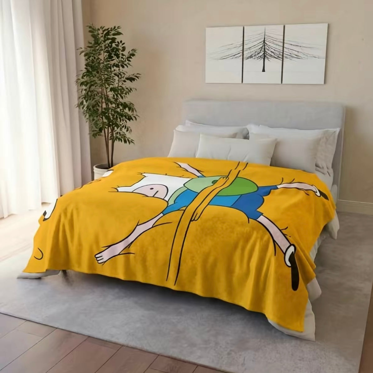 Adventure Time Pattern Flannel Blanket