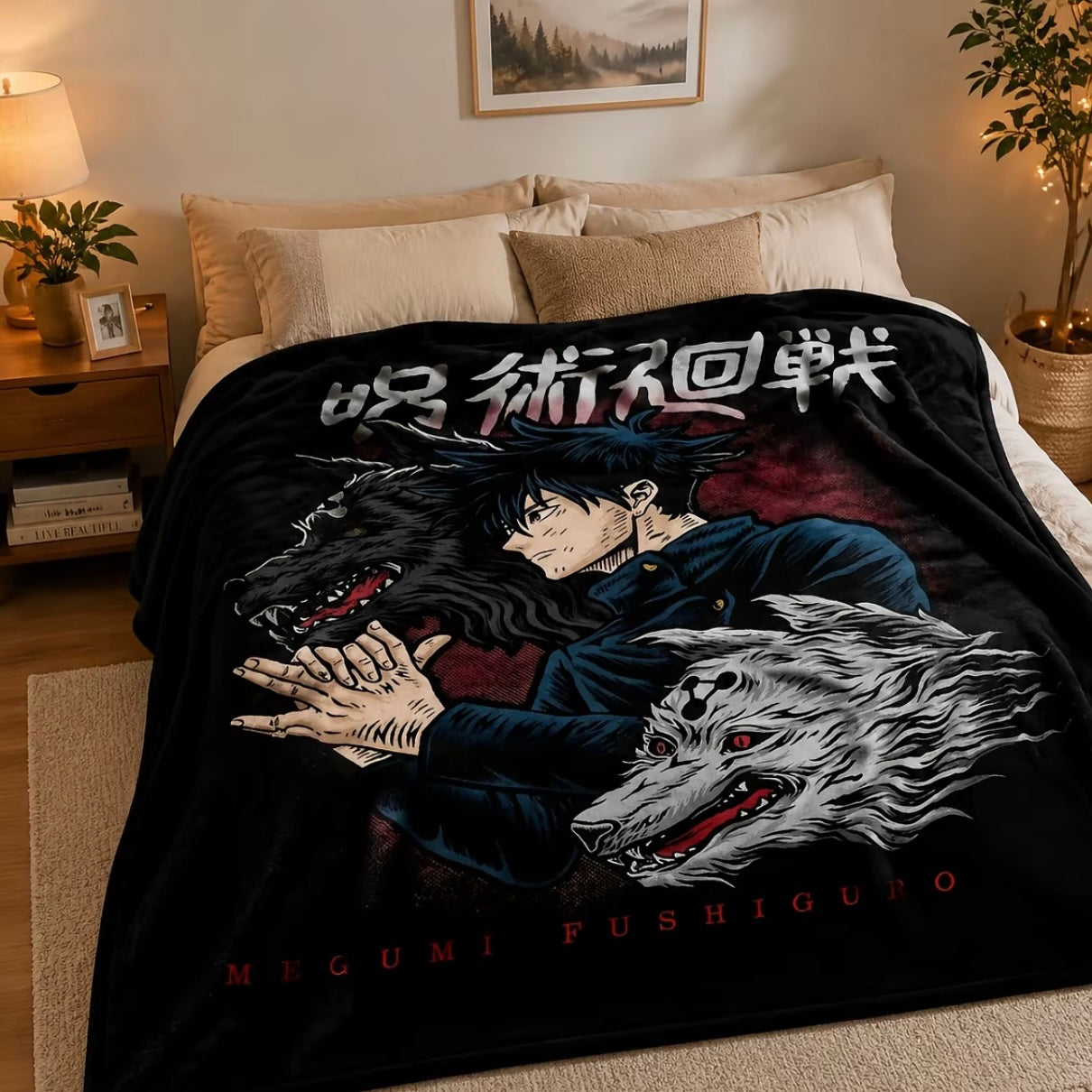 Anime Jujutsu Kaisen Pattern Flannel Blanket