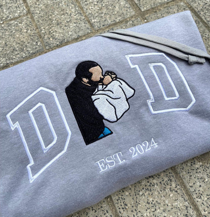 Embroidered Dad Shirt, Custom embroidered photo, Father's Day Personalized Embroidered  Photo Shirt