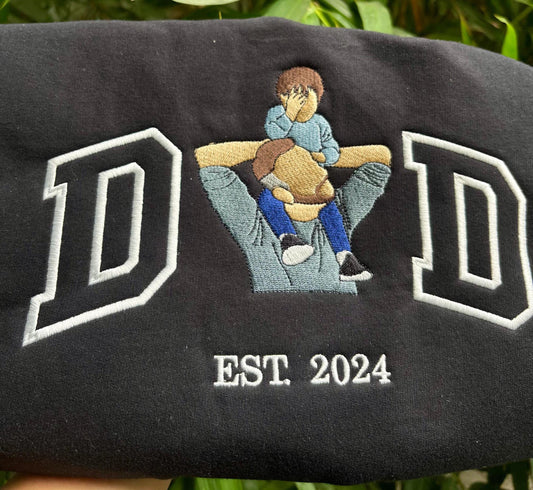 Embroidered Dad Shirt, Custom embroidered photo, Father's Day Personalized Embroidered  Photo Shirt